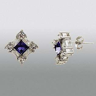 Purple Crystal and Sterling Silver Stud Earrings  Jewelry Sterling 