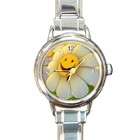   Charm Watch of Smiley Face on Daisy Flower (Yellow Smiley Face