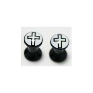  Flare Plugs   Black Acrylic Ear Plugs with Black and White 