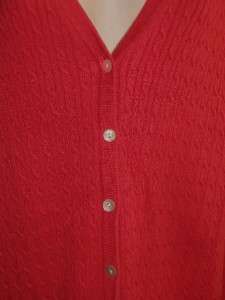 LANDS END Womens 2X 20W 22W Coral Pink Cable Thin Knit Cardigan 