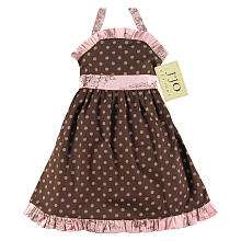 JoJo Designs Girls Polka Dot Baby Dress   Pink/ Brown (3 Months 
