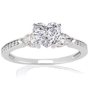  1.1 Ct Heart Shaped 3 Stone Diamond Engagement Ring SI1 