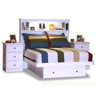 Berg Furniture Full Platform Bed with Storage Drawer Bookcase 