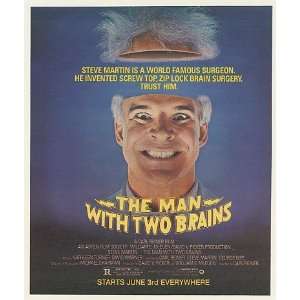 1983 Steve Martin The Man With Two Brains Movie Print Ad (Movie 