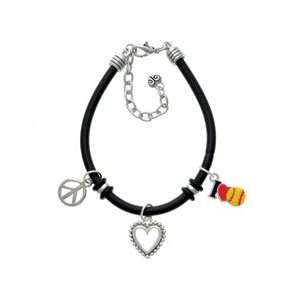 love Softball   Red Heart   Black Peace Love Charm Bracelet [Jewelry 