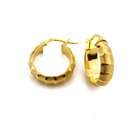   Gold 6mm Thickness Fancy Sandblast finish Hinged Small Hoop Earrings