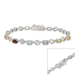  Sterling Silver Bracelet Genuine Diamond accents & Genuine 