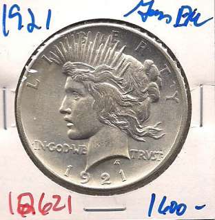 1921 Peace Liberty Silver Dollar GEM BU #12621+  