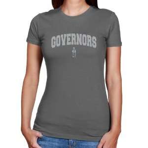 Austin Peay State Governors Ladies Charcoal Logo Arch T shirt