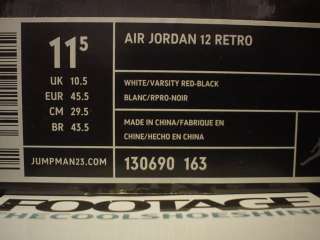   Nike Air Jordan XII 12 Retro WHITE RED BLACK SILVER RISING SUN Sz 11.5