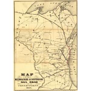  1857 Map Milwaukee and Superior Railroad