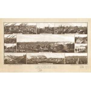  Historic Panoramic Map Milwaukee, Wis.