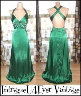 Vintage 90s 30s Unique Shamrock GREEN BOMBSHELL Gown Prom Dress HARLOW 