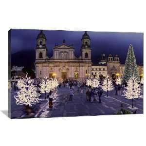  Bolivar Square at Christmas Time   Gallery Wrapped Canvas 