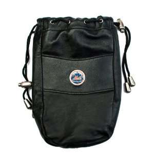  MLB New York Mets Leather Valuables Pouch, Black Sports 