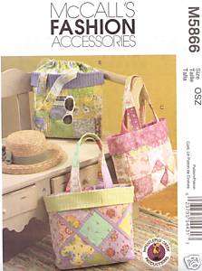 McCalls Pattern 5866 Tot Tote Bag NEW 3 Styles  