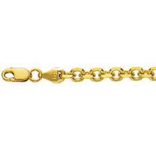 4mm Solid Mens Cable Link Chain Necklace Real 14K Yellow Gold  