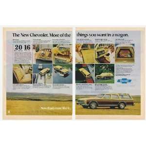  1977 Chevy Caprice Classic Estate Wagon 2 Page Print Ad 