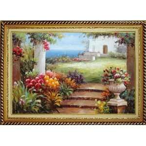  View from Mediterranean Porch Garden Oil Painting, with 