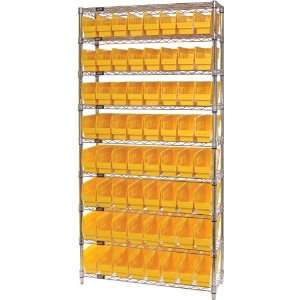 Wire Storage Bin Unit 24 x 36 x 74, 9 Shelves, 64 QSB205 YELLOW Bins 