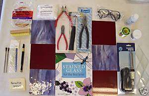 BEGINNER STAINED GLASS TOOL KIT/RED/LAVENDER GLASS/DGS LEAD FREE 