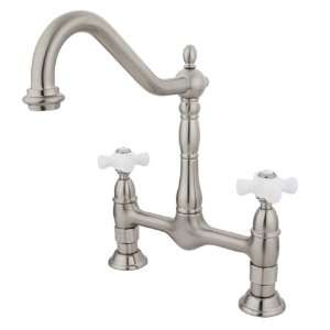   Brass PKS1178PX 8 inch center spread deck mount bridge kitchen faucet