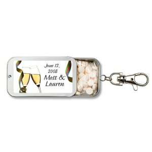  Wedding Favors Champagne Toast Personalized Key Chain Mint 