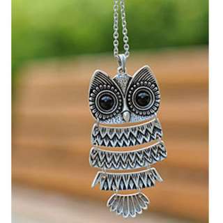 Simitter new fashion lovely vintage owl necklace chain 2 color  