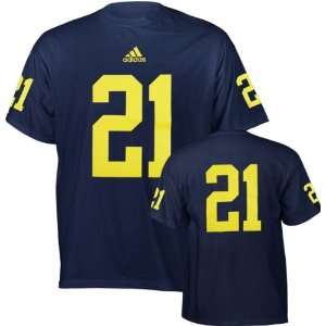  Michigan Wolverines Navy adidas #21 Football Jersey T 
