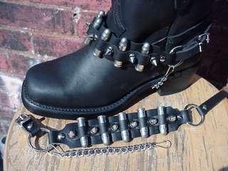 biker or western boots color black with silver colored hardware