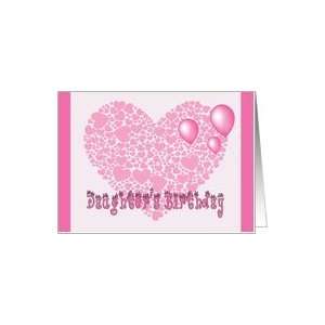   Daughters Birthday, Pink hearts, balloons & hearts Card Toys & Games