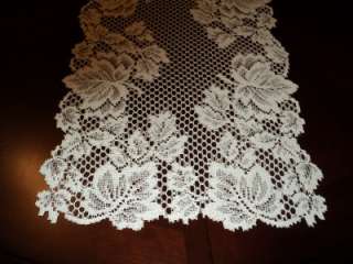 White Lace Leaf Pattern 54 Long Table Runner NEW Made in NC, USA 
