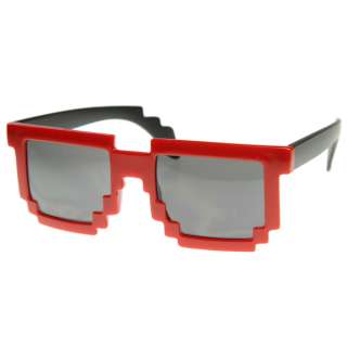 Retro Novelty Nerd Geek Gamer Colorful 2 Tone Pixel Glasses  