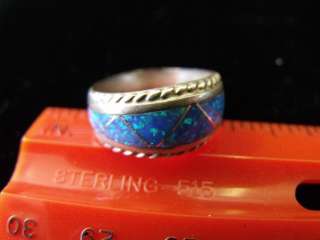   NEW OLD STOCK STERLING SILVER 925 SYNTHETIC BLACK OPAL RING S 7  
