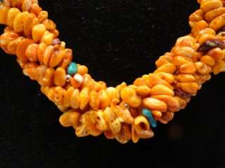Zuni Orange Spiney Oyster Purple Spiney Oyster Turquoise Necklace 