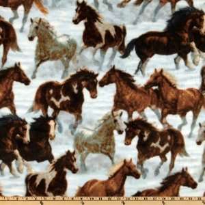   Packed Horse Fleece White Fabric By The Yard Arts, Crafts & Sewing
