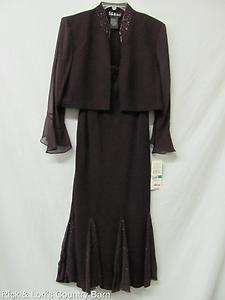NWT 2 PIECE MOTHER OF THE BRIDE DRESS OUTFIT SEMI FORMAL WINE COLOR 