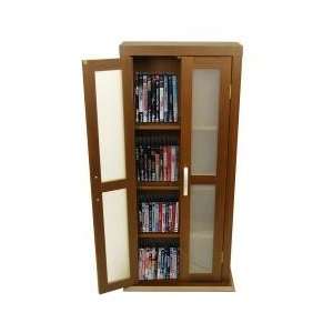  Wood DVD Tower in Brown Finish