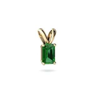    14K Yellow Gold Emerald cut Created Emerald Pendant Jewelry