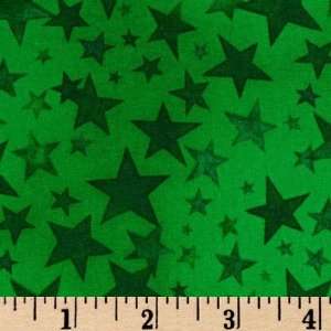  44 Wide Fabri Quilt 12 Days of Christmas Stars Tonal Green Fabric 