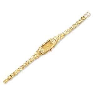   14k Gold Ladies Rectangular Champagne 15x31mm Dial Solid Nugget Watch