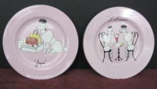   Pink Poodle Plates NEW LOOSE PLATES SET OF 4 PLATES ARE 8 1/2 WD