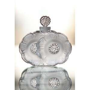 Lalique Perfume Bottle 2 Flowers   3 7/10 in   1 7/10 Oz