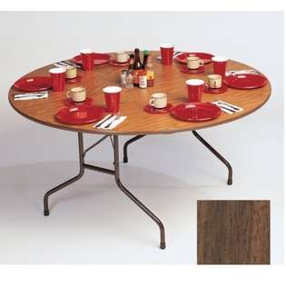   625 Inch High Pressure Top Round Folding Table   Fixed Height   Walnut