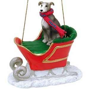  Greyhound in a Sleigh Christmas Ornament