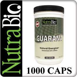 NutraBio GUARANA Extract 450mg (1000 Capsules) Natural 649908246983 