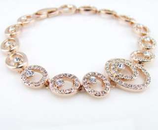 NEW fashion CZ 18K rose gold GP swarovski Tennis bracelet princess B12 