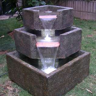   Solar Cascadia Falls Electric Corner Fountain with LEDs 