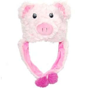  Pig Animal Hats with Ear Flaps & Poms Toys & Games