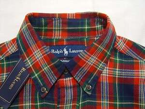 Tall Mens 4XLT Polo Ralph Lauren PONY Flannel Shirt Red Tartan Madras 